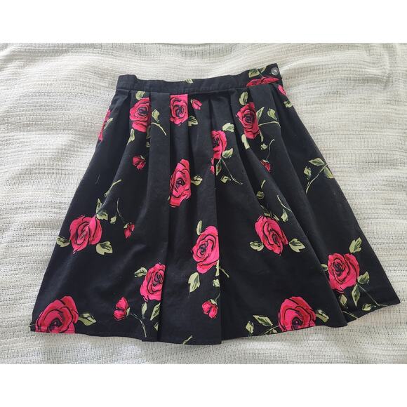 Grace Karen Dresses & Skirts - Vintage Floral Pleated A-Line Midi Skirt Cotton w/ Pockets Size M Retro Style